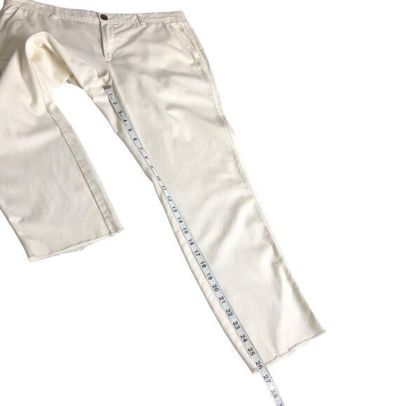 J Crew Pants Womens 14 White Chino Mid Raw Hem Crop Ankle Preppy Coastal Chic - Picture 10 of 12